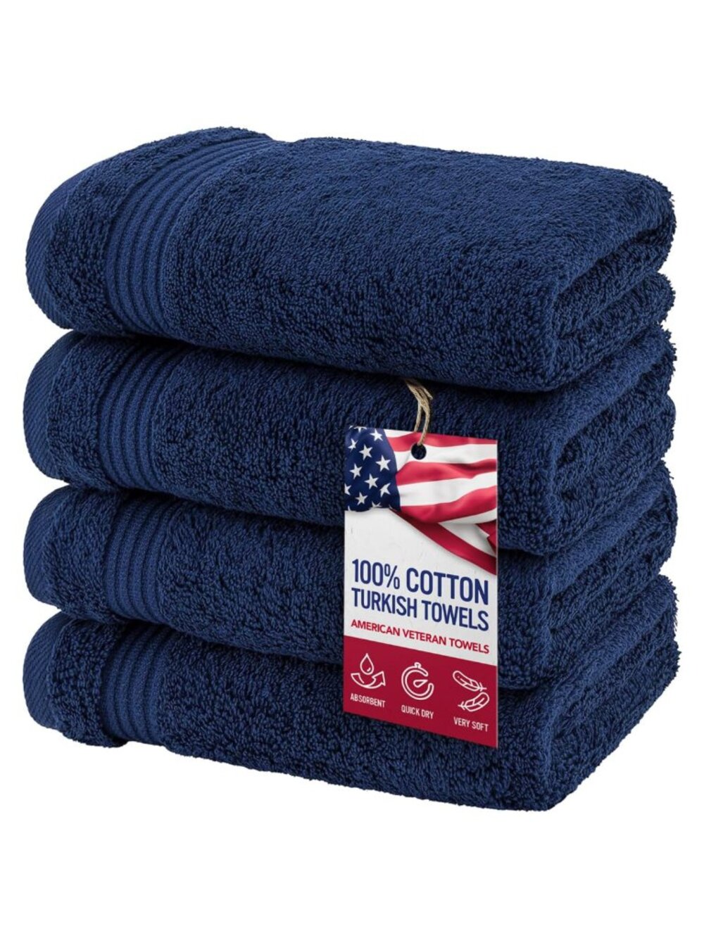 100% Cotton Turkish Hand Towels Set of 4 - Soft Absorbent Fingertip Towels